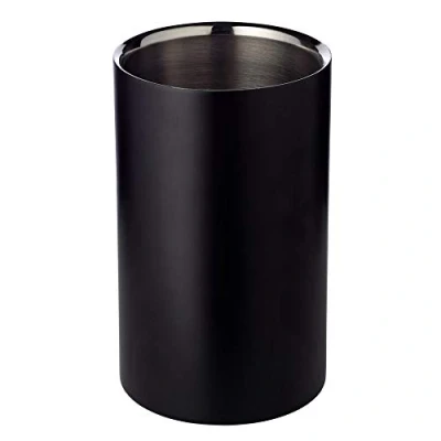 Image of Edzard Bottle cooler Pearl, double walled, wine polished stainless steel in matt black, height 7.9 in, diameter 4.7