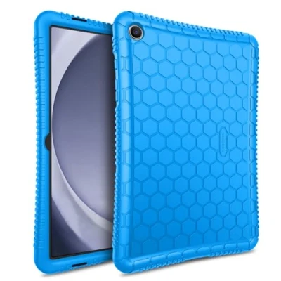 Image of Fintie Silicone Case for Samsung Galaxy Tab A9 Plus/A9+ 5G 11 Inch 2023 Model (SM X210/X216/X218), Honey Comb Series Kids Friendly Light Weight Shock Proof Protective Cover, Blue