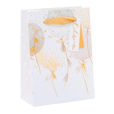 Image of UK Greetings Small Gift Bag for Him/Her/Friend Birthdays, Thank You &amp; Other Events Celebrate Balloons Design