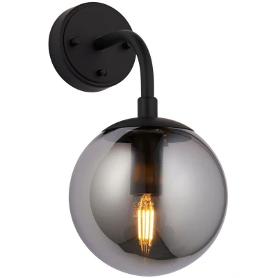 Image of Trieste Wall Lamp Matt Black, Smoked Mirror Glass