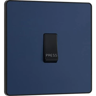Image of BG Electrical Evolve Single Bell Push Switch, 10A, Matt Blue