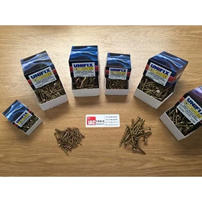 Image of Box 200 UNIFIX 3.0MM X 20MM CSK Wood Screws Chippy Timber POZI Drive ZINC &amp; Yellow
