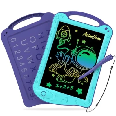 Image of HOMESTEC AstroDraw Kids Toys for 2 3 4 5 6 Year Old Boy Girl Gift, Space Drawing Pad with Handle, LCD Writing Tablet Kids, Educational Colored Toddler Toy 18 Month and Up (Aqua/Purple)