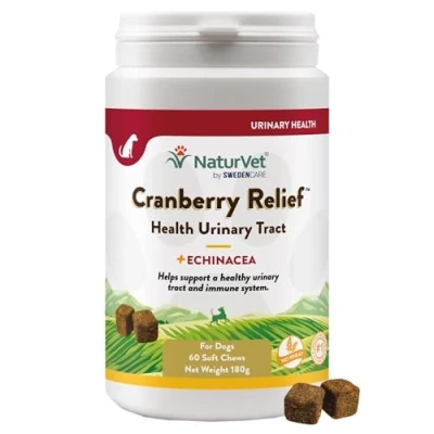 Image of NaturVet Cranberry Urinary Care Supplement for Dogs, Dogs Promotes Kidney &amp; Tract Health Soft Chews No Wheat Added (60 Chews)