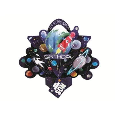 Image of Special Son Space Rocket Birthday Pop Up Greeting Card 3D Cards POP206MC13