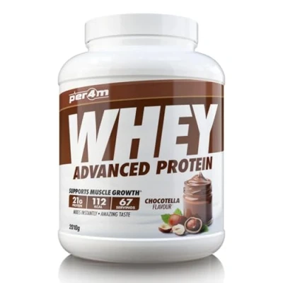 Image of Per4m Protein Whey Powder 67 Servings of High Shake with Amino Acids for Optimal Nutrition When Training Low Sugar Gym Supplements (2010g, Chocotella)