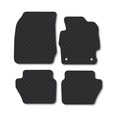 Image of Rubber Car Mats Compatible with Ford Ka+ (2014 2020) Tailored Fit Floor Set Accessory Black Custom 4 Pieces Clips Anti Slip Backing, Heavy Duty &amp; Waterproof