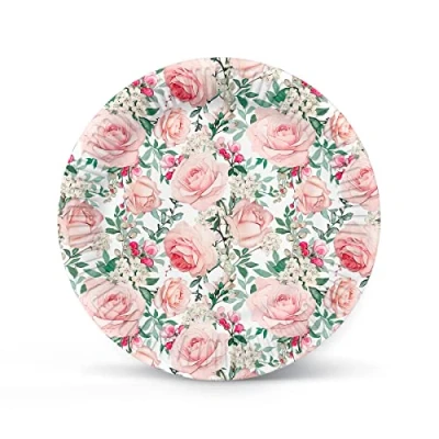 Image of PAW Paper Plates (23 cm) I 8 Pieces Colourful Disposable Ideal for Weddings, Communions, Parties, Birthdays Printed with Water Based Inks Colour: Gorgeous Roses