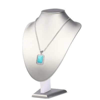 Image of Flexzion Necklace Bust Display Stand 11 Inch 3D Mannequin Gray PU Plastic Holder for Home, Boutique &amp; Trade Shows Jewelry Selling Necklace, Pendants, Chokers, Lockets