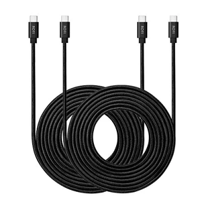 Image of USB C to Cable, RoFI [2Pack 2FT] 60W Power Delivery Fast Charge Type Cord Compatible with MacBook Pro/iPad Pro/Galaxy S20/Microsoft Surface/Google Pixel and Other Device (2 Feet, Black)