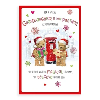 Image of Regal Publishing Character Christmas Card Granddaughter &amp; Partner 9 x 6 inches