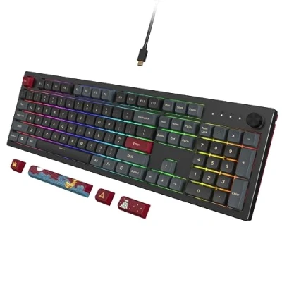 Image of Montech MKey Mechanical Gaming Keyboard: Customizable RGB LED, Premium MDA Profile PBT Keycap, Hot Swappable Gateron G Yellow Pro 2.0 Pre lubed Switches, Osaka Castle Theme, Darkness (MK105DY)