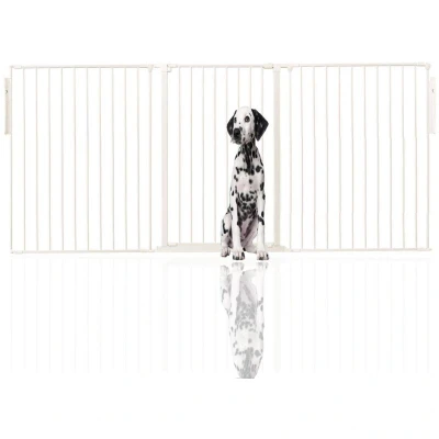Image of Bettacare Premium Extra Tall Multi Panel Flexible Dog Barrier, up to 226cm Wide, White, 105cm Tall, Barrier for Pets Dogs and Puppy, Puppy suitable Indoor Outdoor use