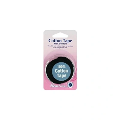 Image of Hemline Black Craft/Sewing Cotton Tape 12mm (5 metre roll)