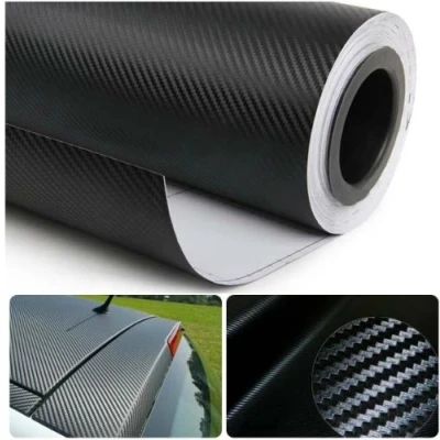 Image of 1520mm x 500mm 3d Black carbon fibre Vinyl bubble Free Car Van Bike Self Adhesive Textured Wrap Wrapping