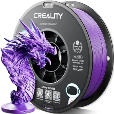 Image of Creality PETG Filament 1.75mm, 3D Printer 1KG(2.2lbs), High Precision, Strong Toughness, Odorless, Better Flow, Dimensional Accuracy +/ 0.02 mm, Moistureproof Printing Filament, Purple