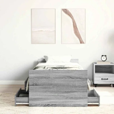 Image of vidaXL Bed Frame without Mattress Grey Sonoma 75x190 cm Small Single