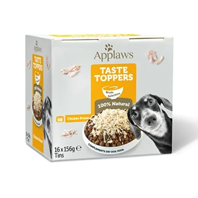 Image of Applaws 100% Natural Wet Dog Food Tins, Chicken Breast with Rice in Broth, 156g Bulk (Pack of 16)