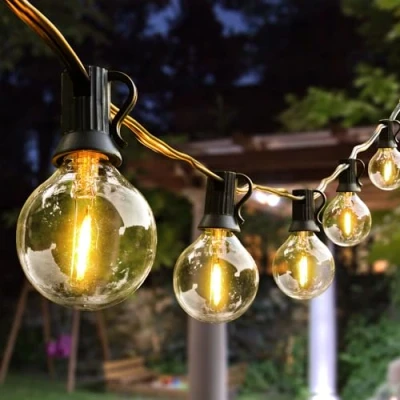 Image of AVANLO LED Outdoor String Lights, 30FT Garden Lights Mains Powered, Festoon with 16+1 Bulbs for Indoor &amp; Décor Wedding Patio Cafe Party