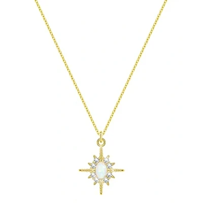 Image of KristLand Opal Necklace Gold 925 Sterling Silver Plated with Sparkly Cubic Zirconia Party Birthday Gift for Woman Ladies
