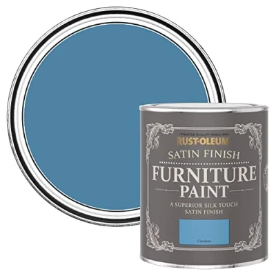 Image of Rust Oleum Blue Furniture Paint in Satin Finish Cerulean 750ml
