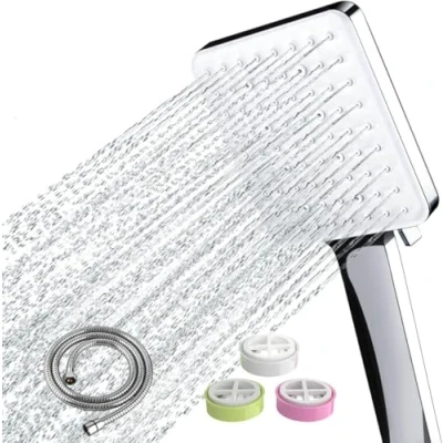 Image of Shower Head and Hose, Newentor High Pressure Heads with Hose Set 1.5m, Universal Water Saving Large Flow Restrcitors