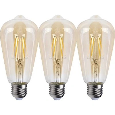 Image of NCC Licht 3 x LED Filament Edison ST64 Rustika Light Bulbs 4 W E27 Gold Extra Warm White 2500 K (Pack of 3)