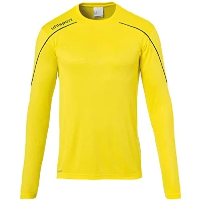Image of Uhlsport Stream 22 Long Sleeve Jersey Men, Lime Yellow/Black, Moisture Wicking Dry Tech, Size L