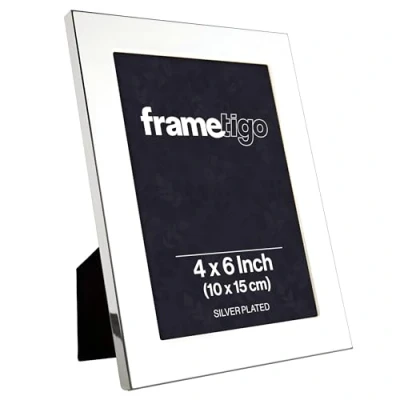 Image of Frametigo Silver Plated Broad Edge Photo Frame Fits Size 4&quot;x6&quot; (10x15cm)