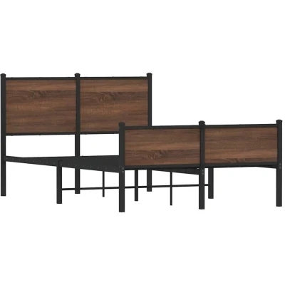 Image of vidaXL Metal Bed Frame without Mattress Brown Oak 120x200 cm