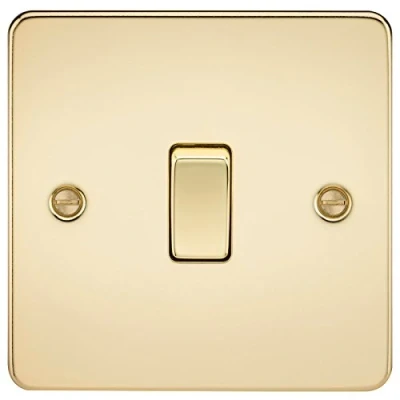 Image of KnightsBridge Flat Plate 20A 1G DP switch polished brass