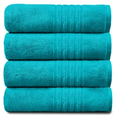Image of GC GAVENO CAVAILIA 450 GSM Jumbo Bath Sheet, 100% Egyptian Cotton, Teal, Pack of 4 Hand Towel