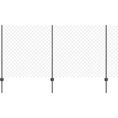 Image of vidaXL Chain Link Fence with 20 U Posts Grey 1.2x10 m Steel