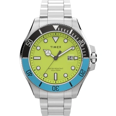 Image of Timex Men&#039;s Trend 43 mm Watch Stainless Steel Bracelet Green Dial Silver Tone Case TW2V65300