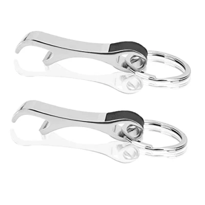 Image of Bottle Opener Key Chain, Pack of 2 Zinc Alloy Beer Opener, Robust and Practical Pendant Gift, Keychain Gifts (Silver)