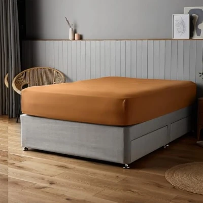 Image of Silentnight Supersoft Terracotta Fitted Sheet Cosy &amp; Delicate Touch Luxurious Easy Care Microfibre with Elasticated Corners Stylish Modern Mattress Sheet, Double Bed, Orange