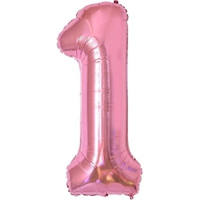 Image of Number Balloons 1,Pink 1 Balloon 40 Inch Giant Helium Foil for Boys Girls Party Decor Birthday Anniversary Graduation Decorations Supplies