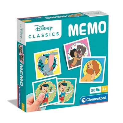 Image of Clementoni Educational Game Memo Disney Classics 80 Tiles For Children 4 6 Years, Flash Card Games, Learning Logical Thinking, 2 Players, Gift Boy/Girl, Cartoon, Made In Italy, 18298