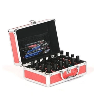 Image of Urbanity Nail Polish Bottle Varnish Beauty Cosmetic Makeup Vanity Carry Case Briefcase Box Pink