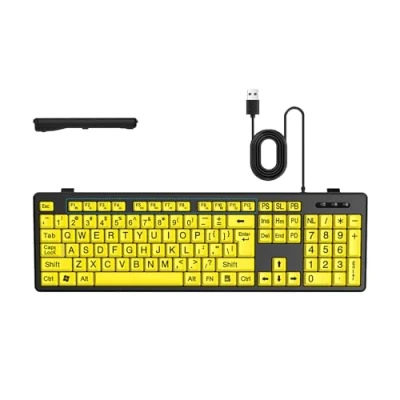 Image of SANRLO Keyboard,Mechanical keyboard,Large Print Computer Keyboard USB LED Full Size Easy to See Keys for Visually Impaired Users