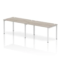 Image of Impulse Bench Single Row 2 Person 1400 White Frame Desk Grey Oak