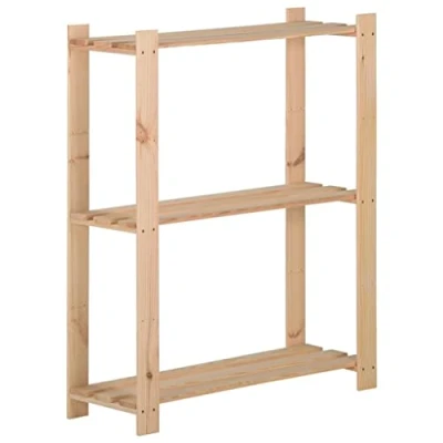 Image of vidaXL Solid Pinewood 3 Tier Storage Rack Industrial Shelving Wooden Kitchen Office Home Garage Warehouse Organiser Unit Shelf