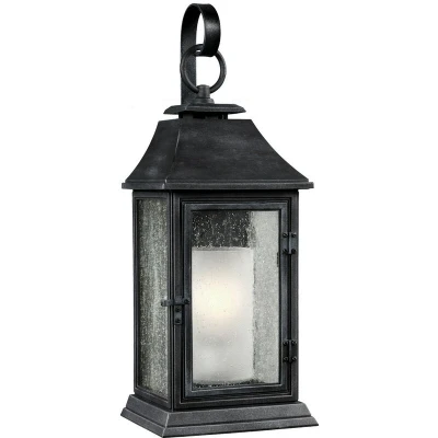 Image of Shepherd 1 Light Outdoor Large Wall Lantern Weathered Zinc IP44, E27