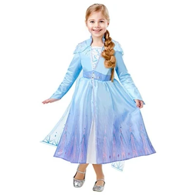 Image of Rubie&#039;s Official Disney Frozen 2, Elsa Deluxe Dress, Childs Costume, Size Age 9 10 Years