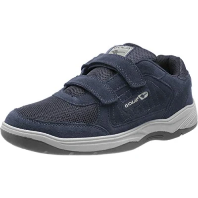 Image of Gola Mens Navy Blue Touch Fastening Real Suede Leather Wide Fit EE Trainers 13 UK