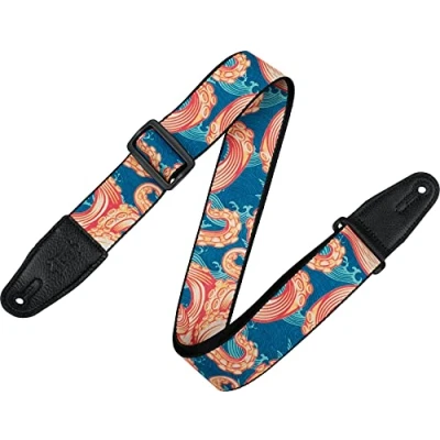 Image of Levy&#039;s Leathers Guitar Strap MPD2 117 Prints Polyester With Leather Ends 2&quot; Tentacles Withaves