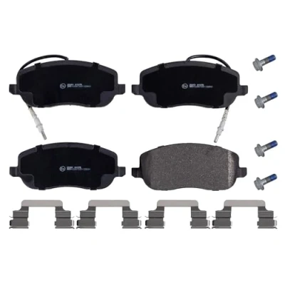 Image of 71770044, 71772213, 77362236, 77363956, 77364447 Brake pad set BLUE PRINT ADP154224 Front Axle incl. wear warning contact with screw