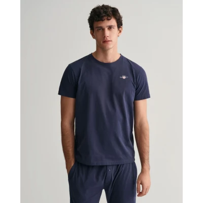 Image of GANT Men&#039;s Shield Pajama T Shirt, Evening Blue, L