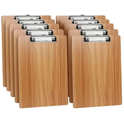 Image of DONGLI 10 Pack A4 Clipboard,Wooden Clipboard with Low Profile Clip and Hanging Hole,Clip Board Folder Hardboard for Office, Business,Restaurant