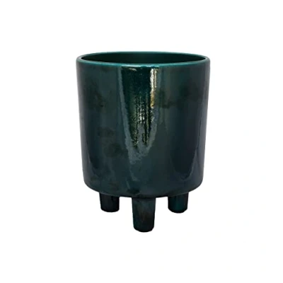 Image of Ivyline Pisa Premium Glaze Ceramic Planter in Emerald Stylish, UV Stable &amp; Waterproof Quality Indoor Decorative Flower Pot H19cm x D16cm